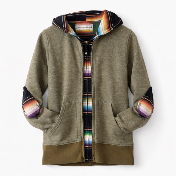 Anthropologie Tops - Anthropologie Serape Lined Hooded Zip Sweatshirt Western Aztec Boho Jacket Med